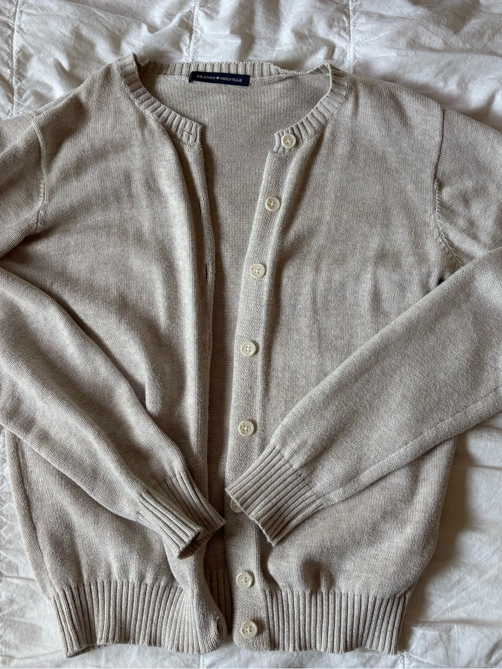 Brandy Melville Oatmeal colored cotton cardigan